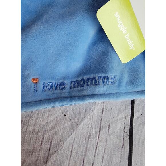 2014 Monkey Lovey Baby Magic Years Blanket I Love Mommy Blue Satin Plush Rattle - Picture 3 of 7